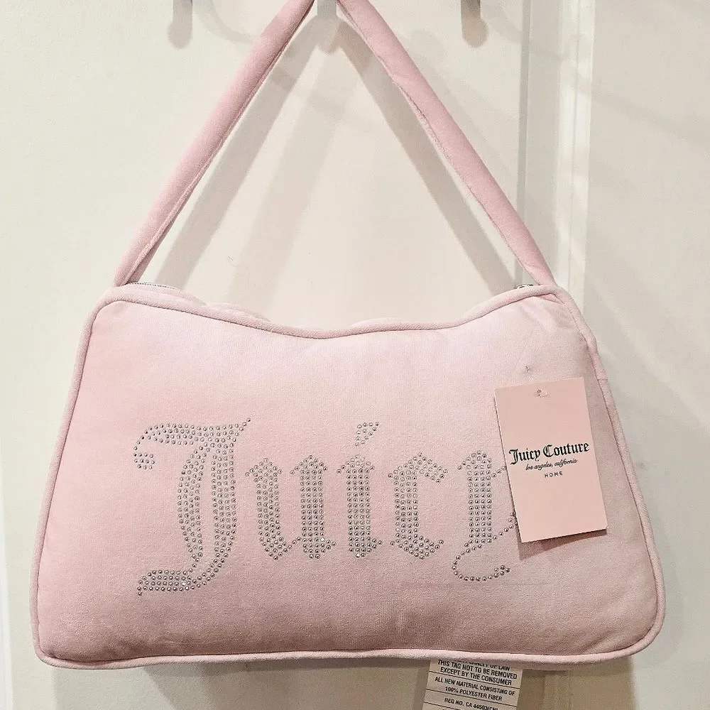 Juicy Couture Home Rhinestone Logo Purse Shaped Decorative Accent Pillow